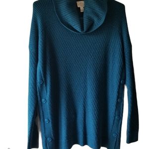 St John's Bay blue cowl neck sweater, NWT sz L